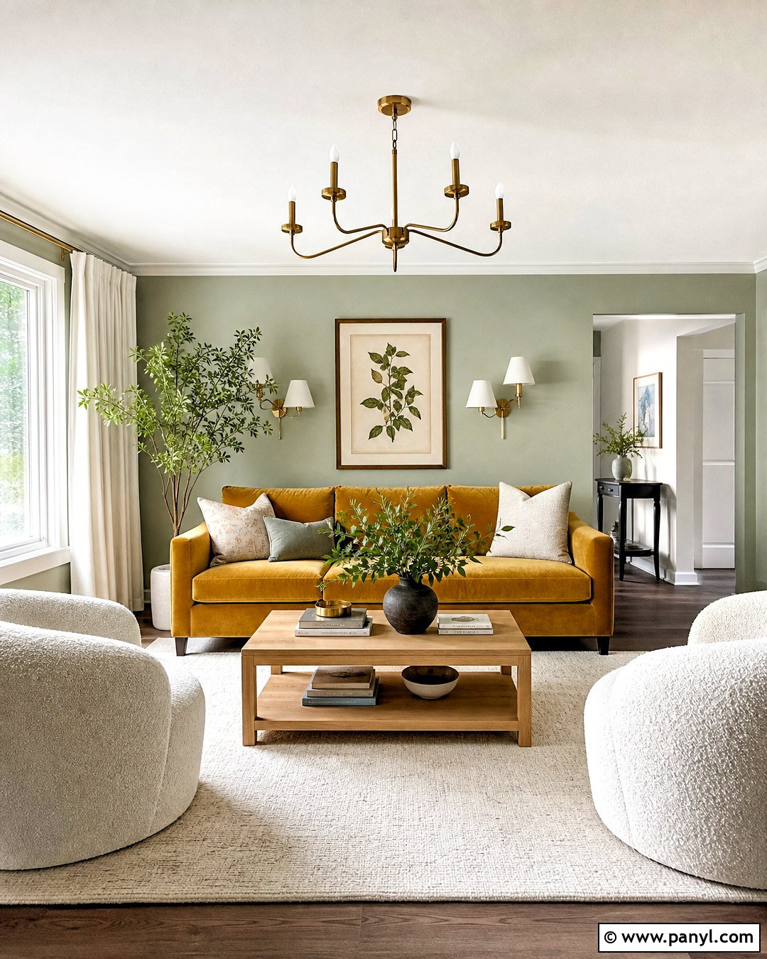 Sage Green Living Room With Mustard Sofa - 20 green and mustard living room ideas