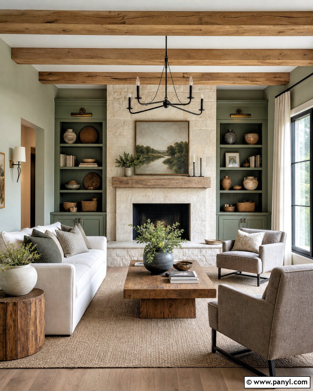 Sage Green Living Room With Natural Stone - 20 sage green living room color scheme ideas