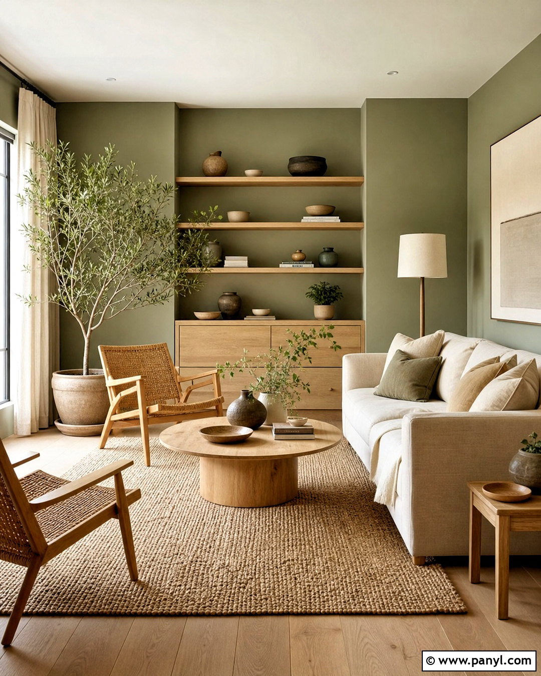 Sage Green Living Room With Natural Wood - 20 sage green walls living room ideas