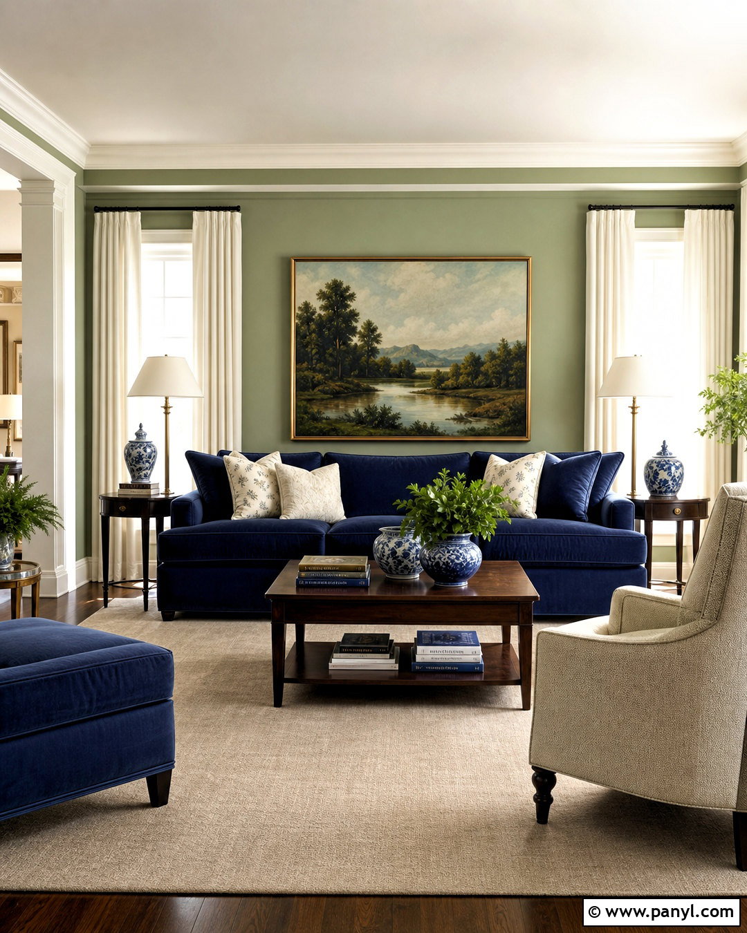 Sage Green Living Room With Navy Blue - 20 sage green walls living room ideas