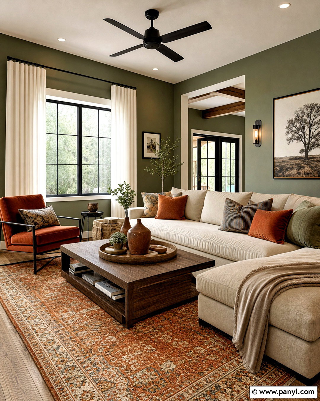 Sage Green Living Room With Rust Orange - 20 sage green living room color scheme ideas