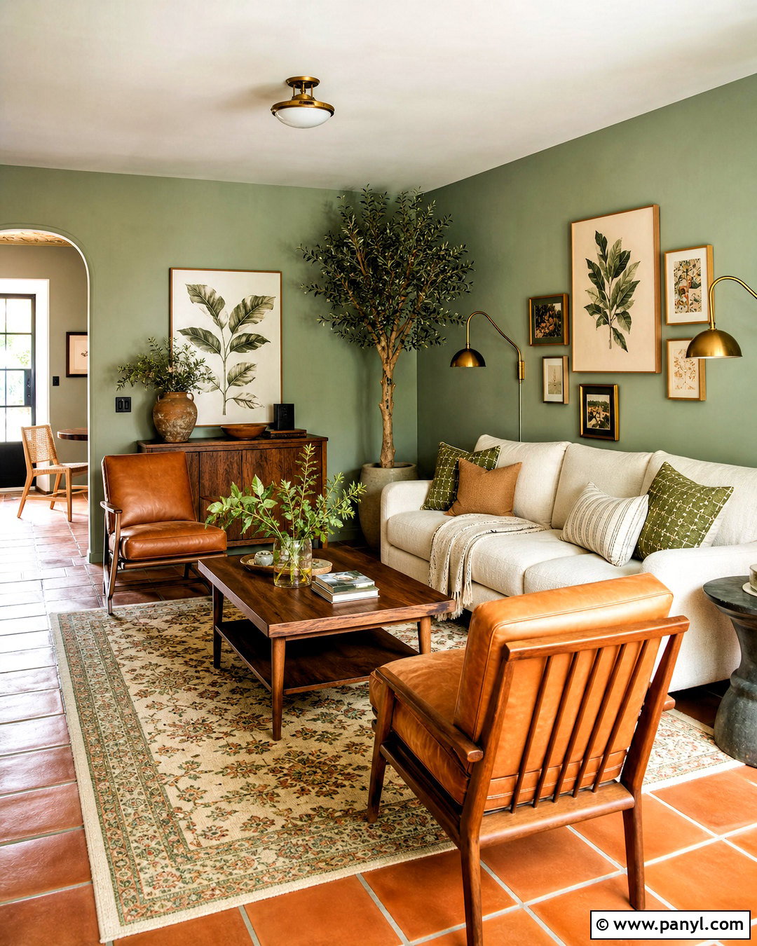 Sage Green Living Room With Terracotta Tiles - 20 terracotta tiles living room ideas