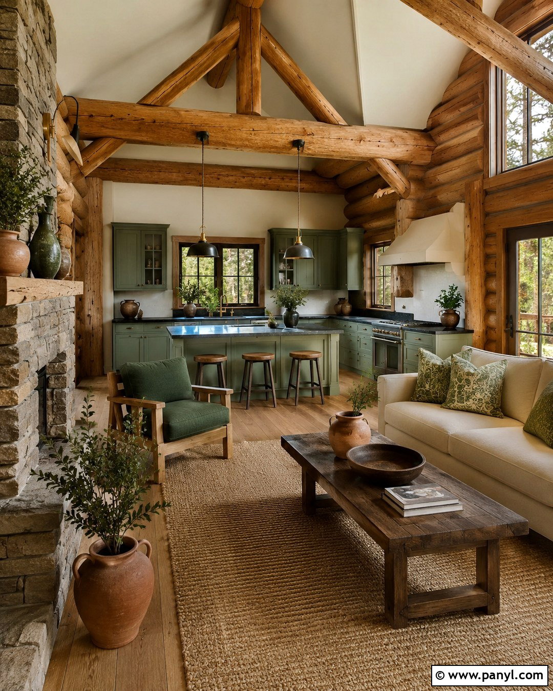 Sage Green Log Cabin Interior - 20 Log Cabin Interior Colors
