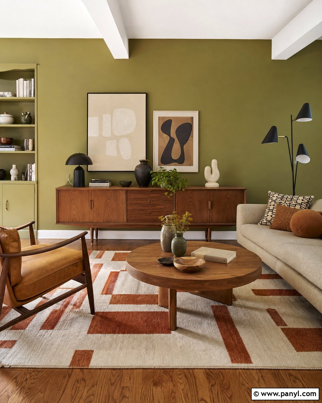 Sage Green Midcentury Modern Wall - 40 Sage Green Accent Wall Ideas