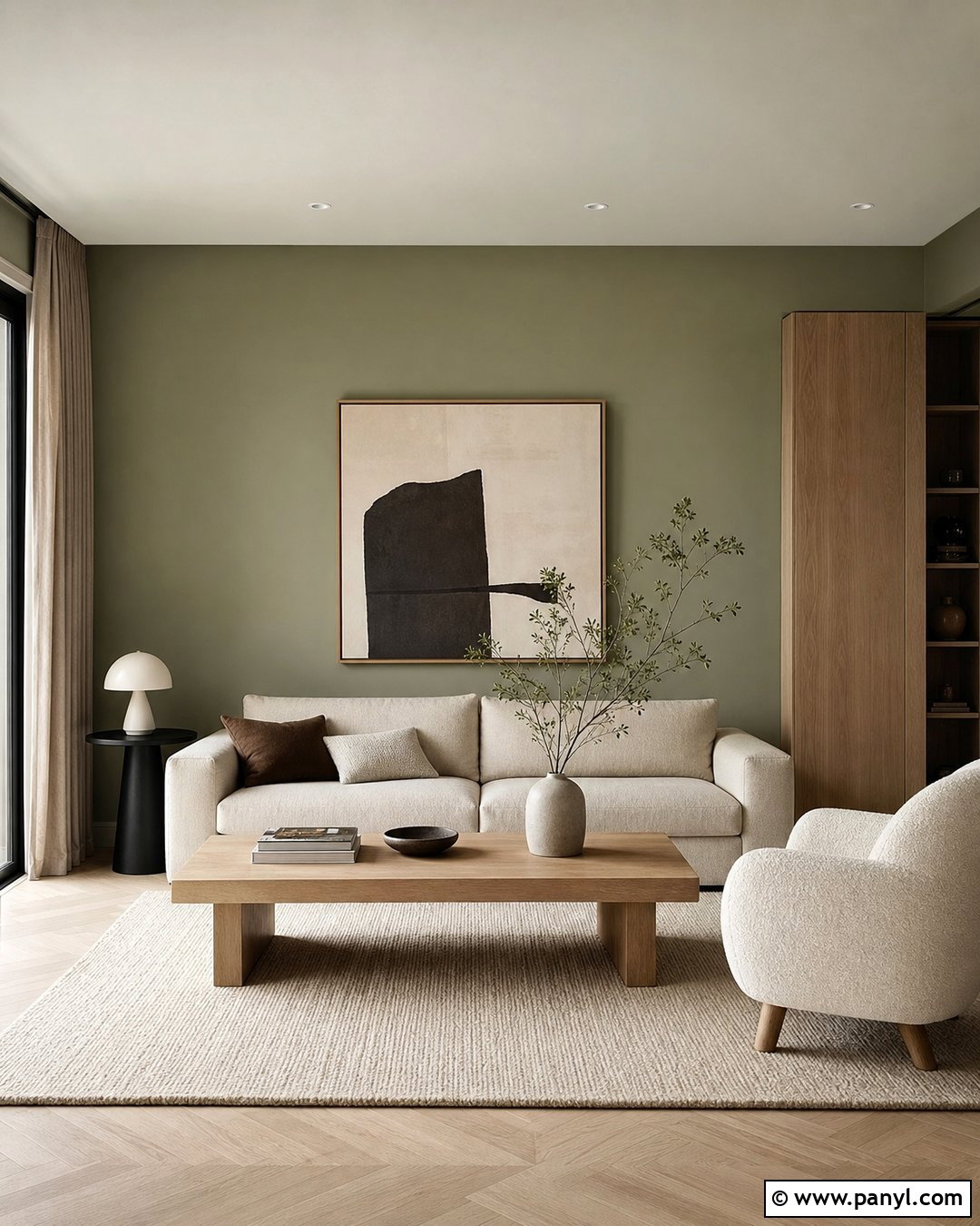 Sage Green Minimalist Living Room - 50 sage green walls