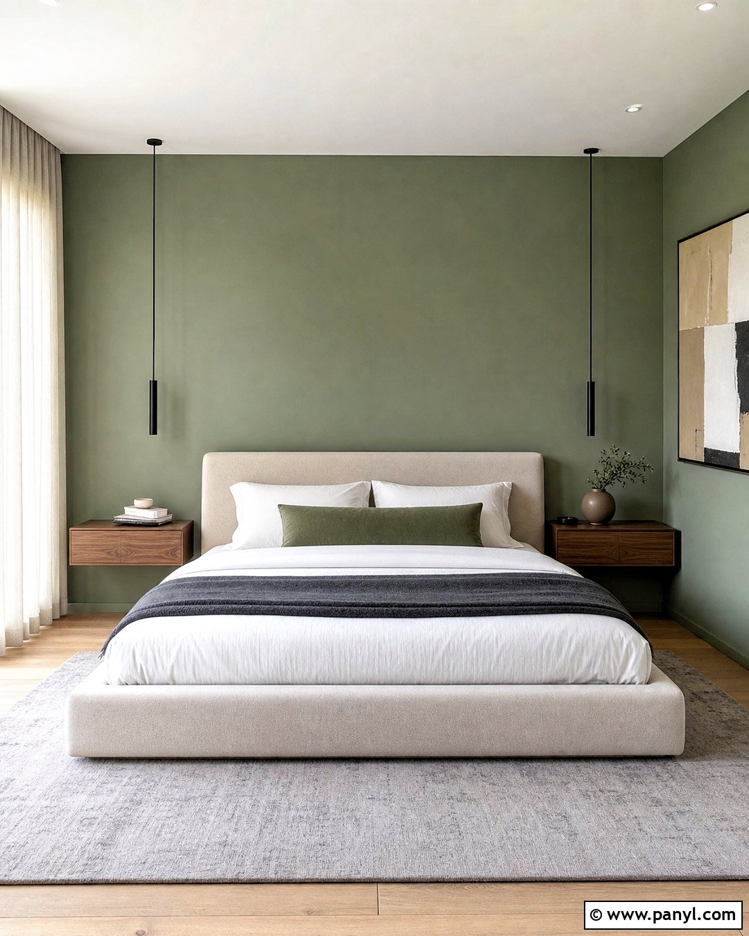 Sage Green Modern Bedroom - 20 sage accent wall bedroom ideas