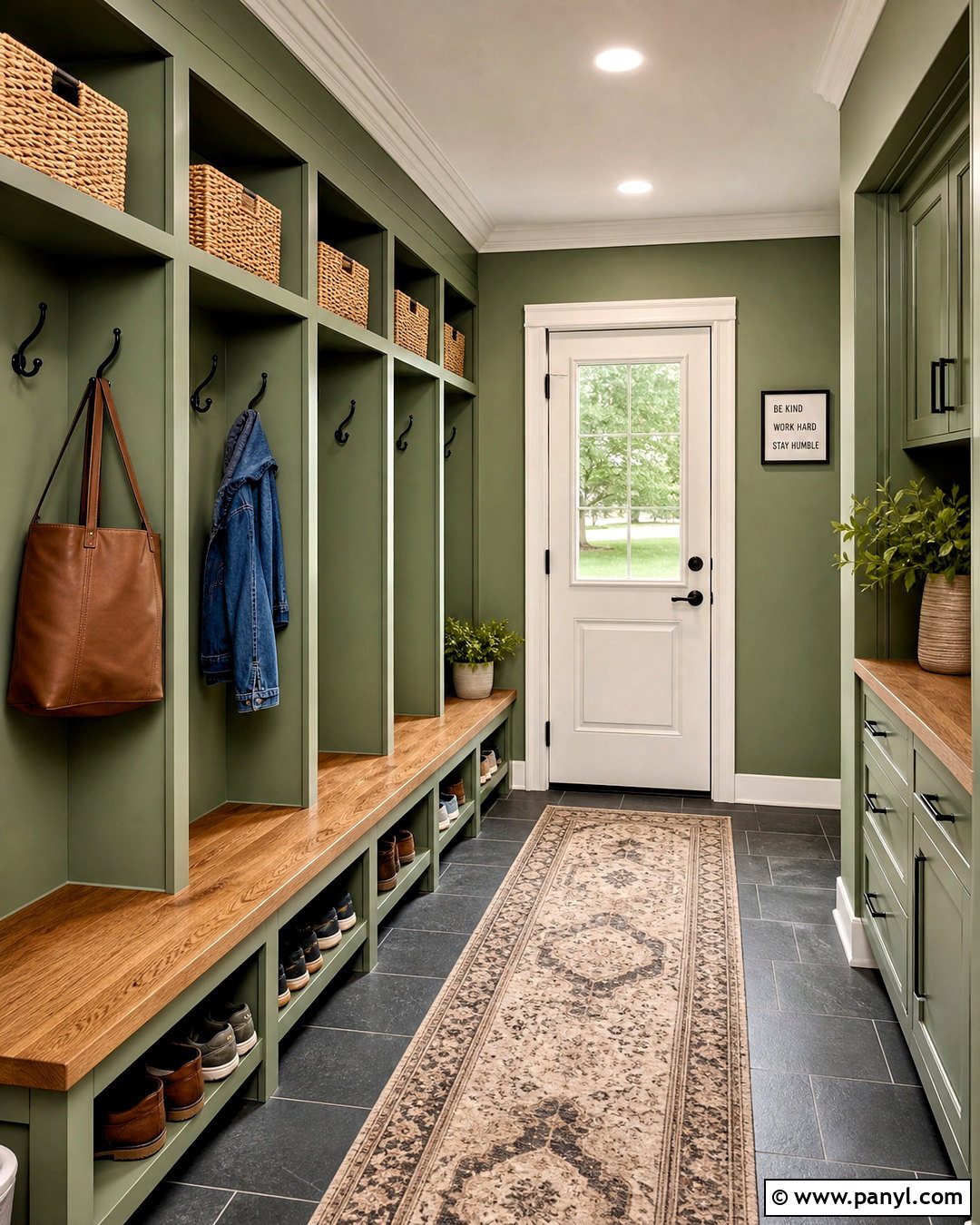 Sage Green Mudroom Walls With Wood Bench - 20 sage green wall paint ideas