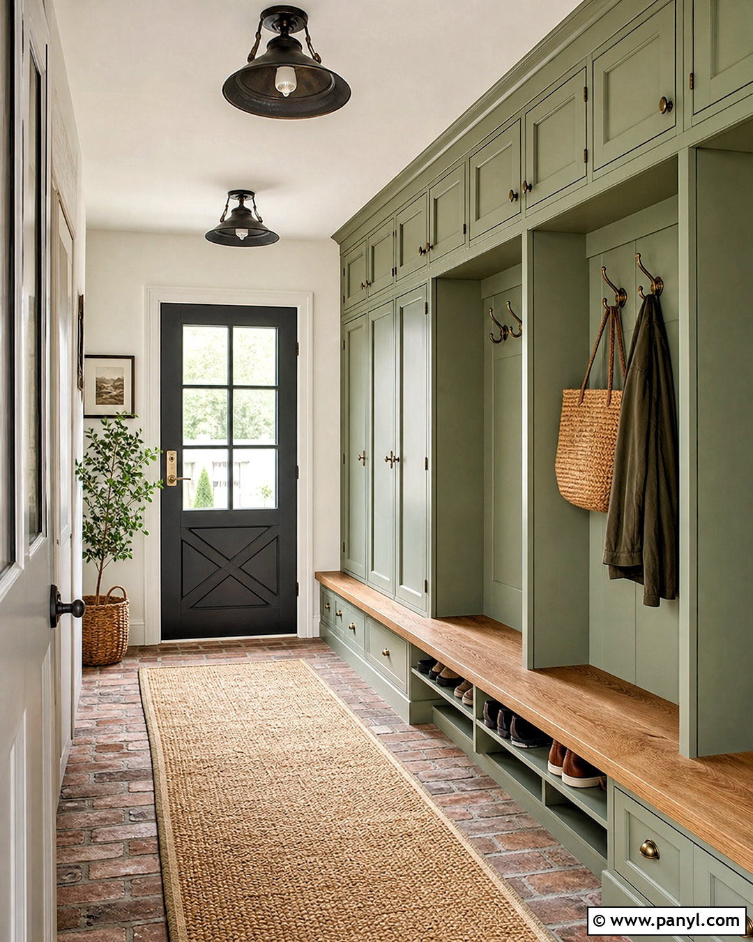 Sage Green Mudroom With Brick Flooring - 20 sage green room ideas