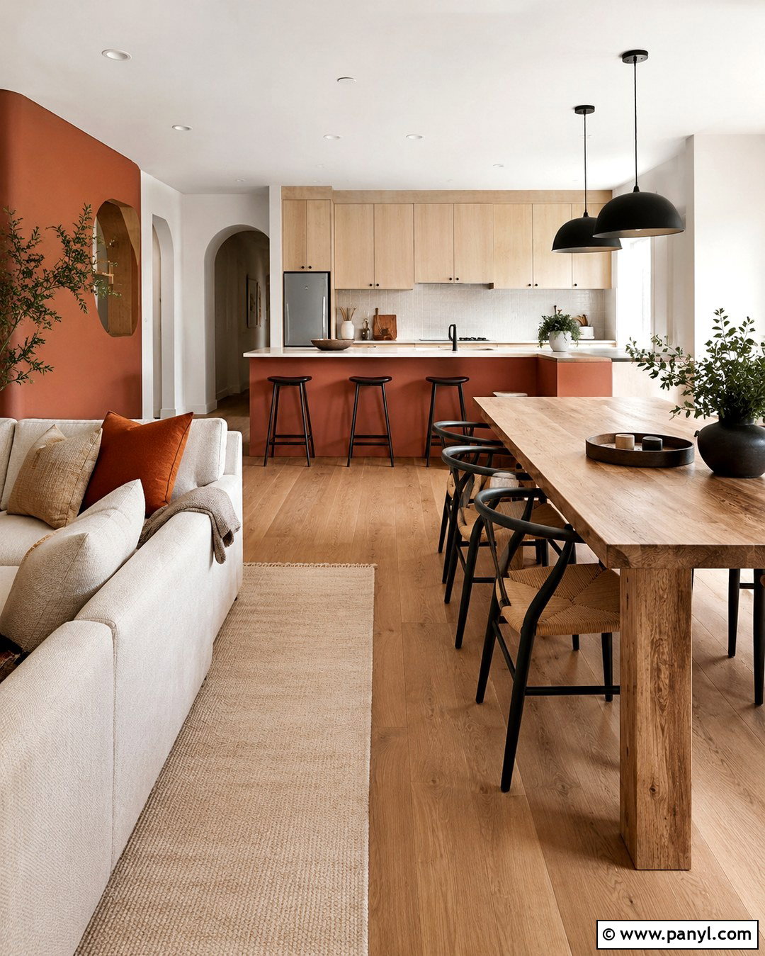 Sage Green Open Plan Dining Zone - 20 Open Plan Wall Colour Ideas