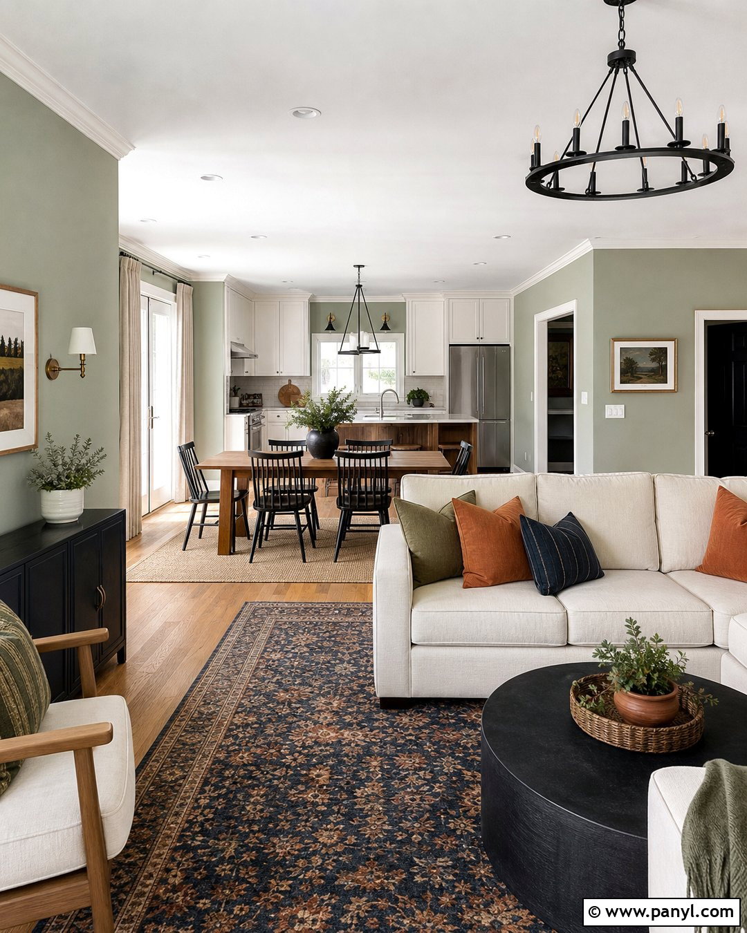 Sage Green Open Plan Living Space - 50 sage green walls