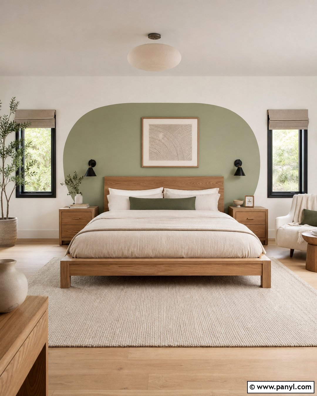 Sage Green Oval Accent Wall Bedroom - 20 Painted Oval Accent Wall Ideas