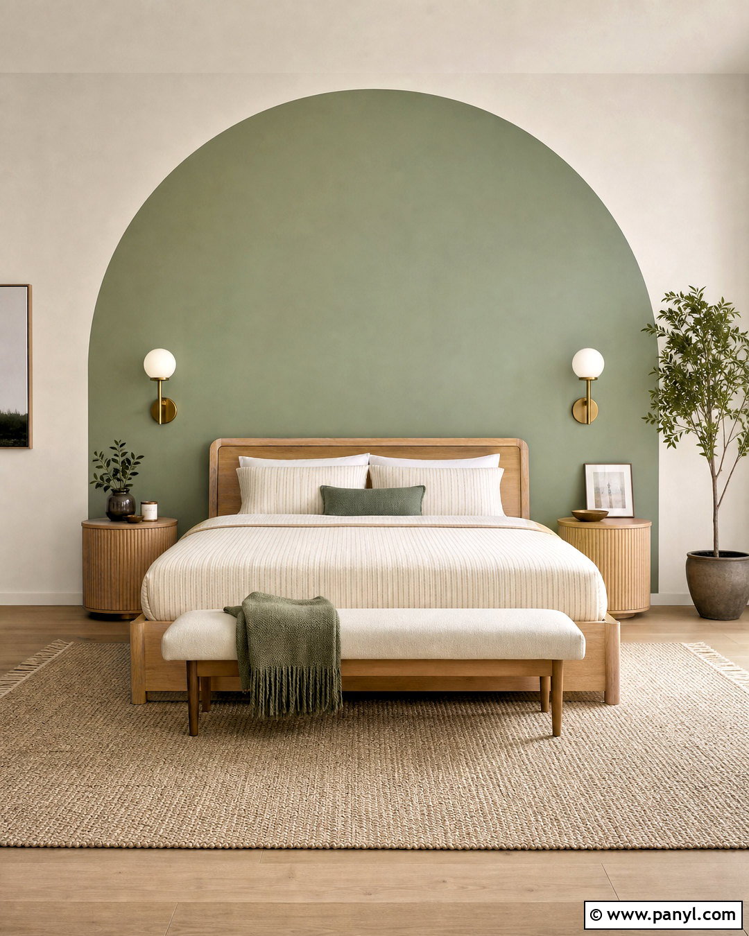 Sage Green Painted Arch Accent Wall - 20 sage green accent wall bedroom ideas