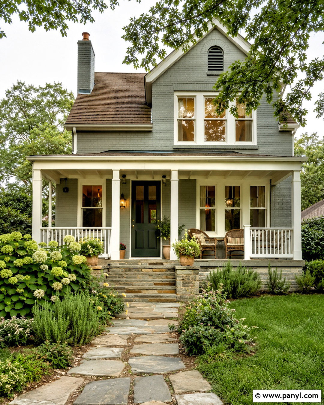 Sage Green Painted Brick Cottage - 20 painted brick homes