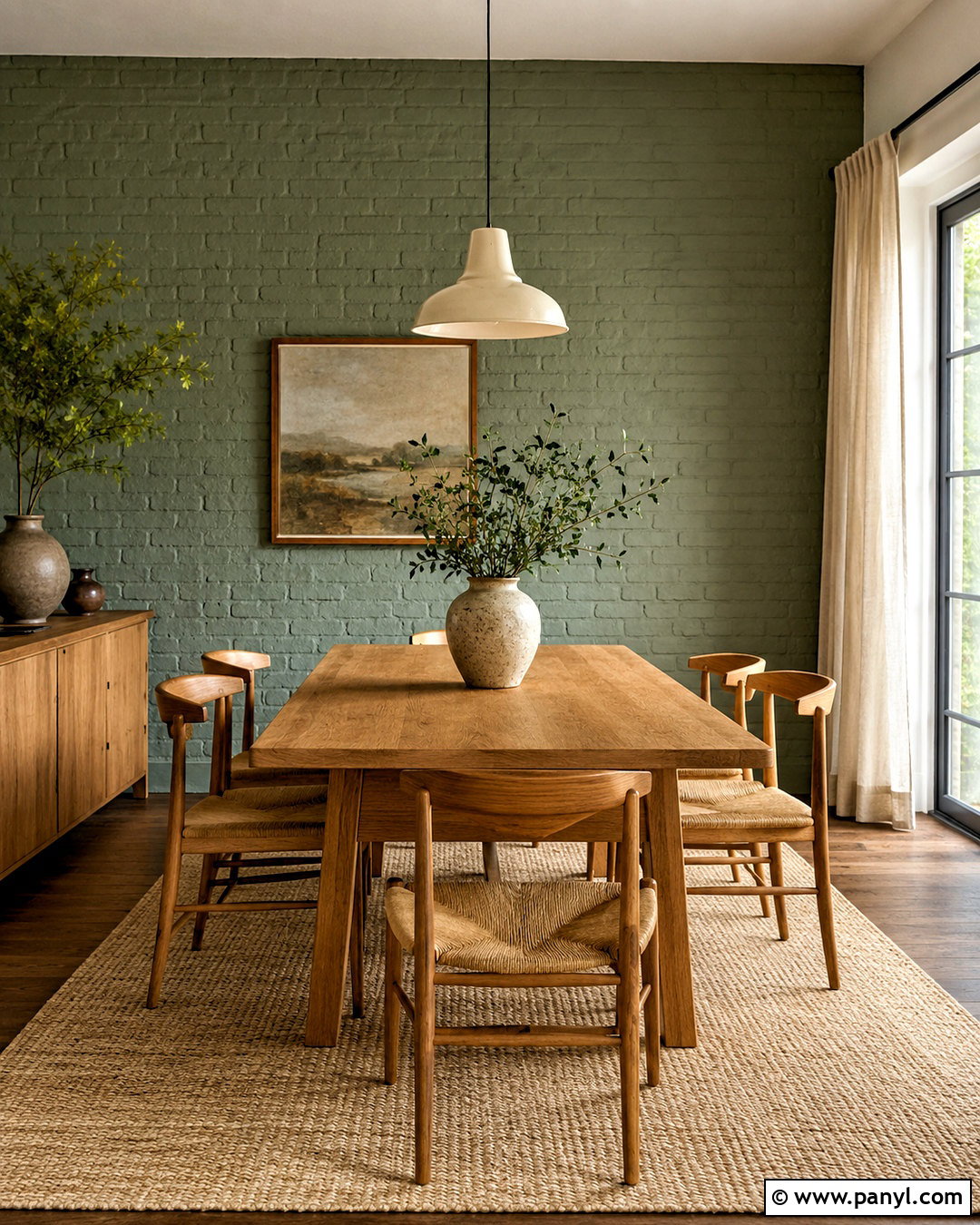 Sage Green Painted Brick Wall - 20 brick painting interior ideas