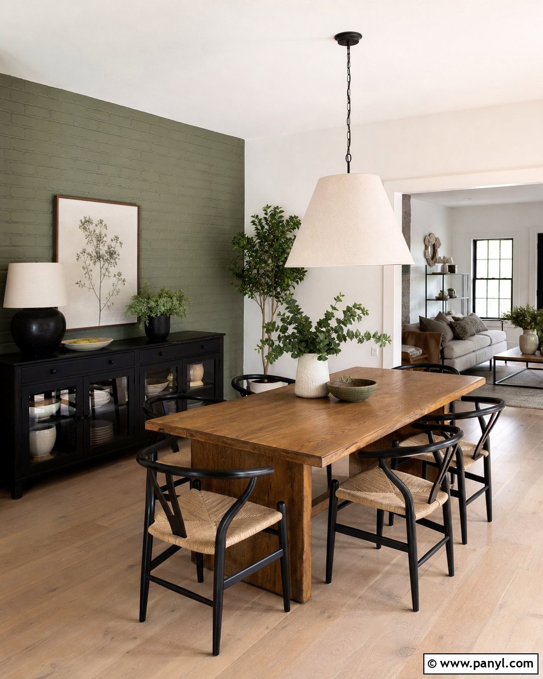 Sage Green Painted Brick Wall - 20 Interior Painted Brick Ideas