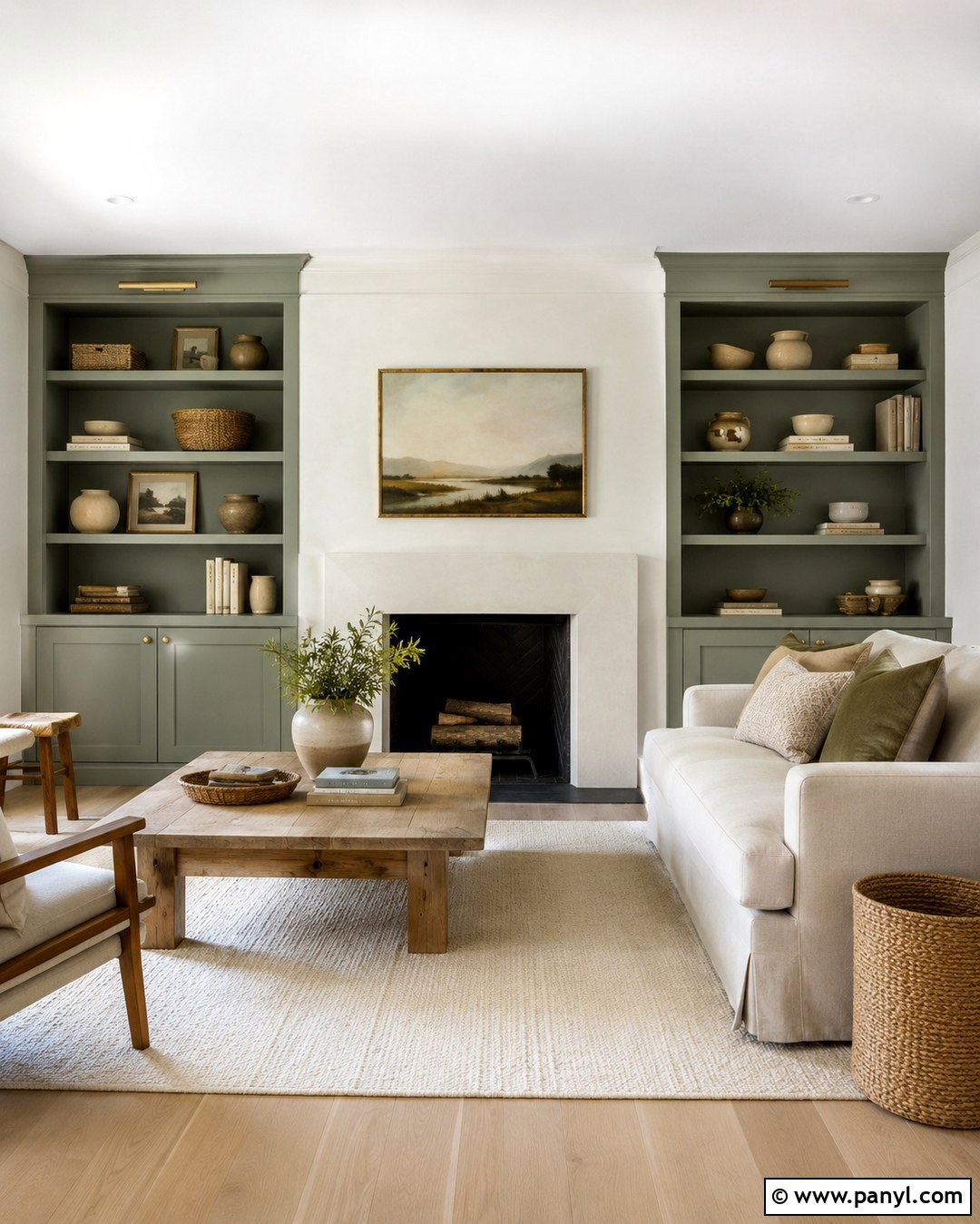 Sage Green Painted Built Ins - 20 White Walls Painted Built Ins