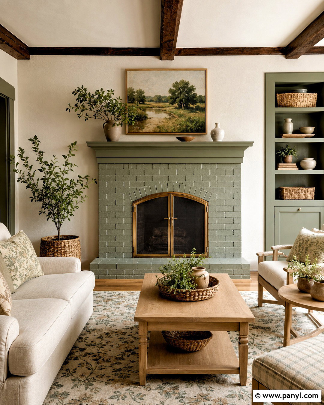 Sage Green Painted Fireplace - 20 colored fireplace painted ideas