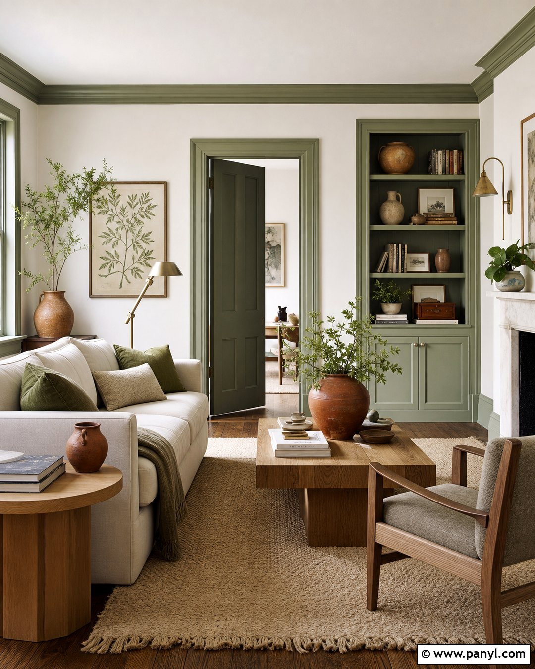 Sage Green Painted Trim With White Walls - 30 painted trim white walls