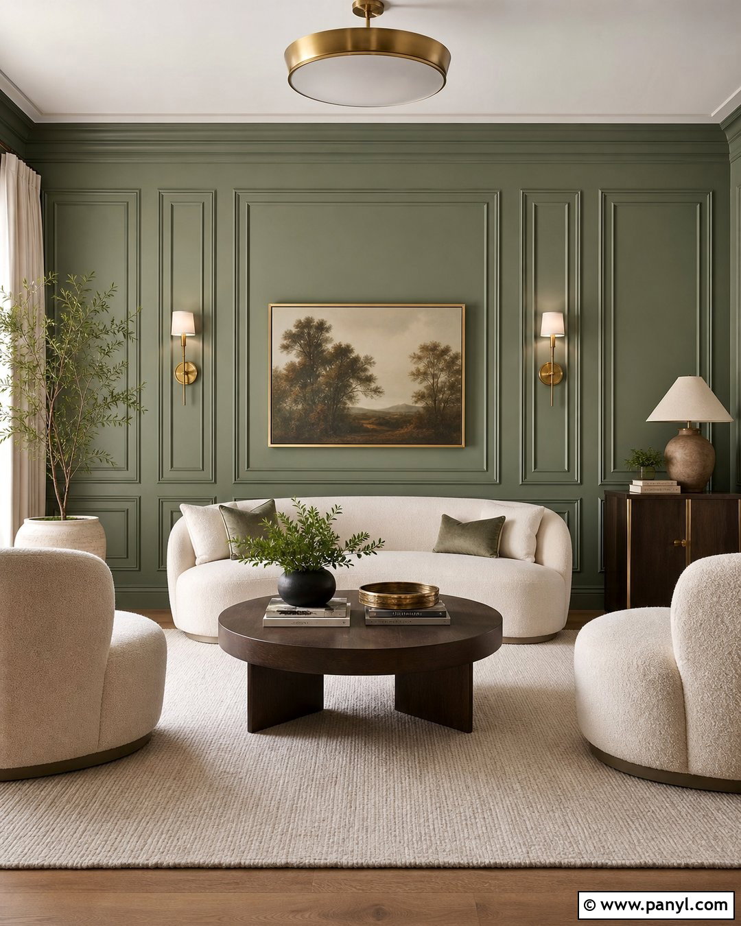 Sage Green Paneled Feature Wall - 25 Sage Green Feature Wall Living Room Ideas