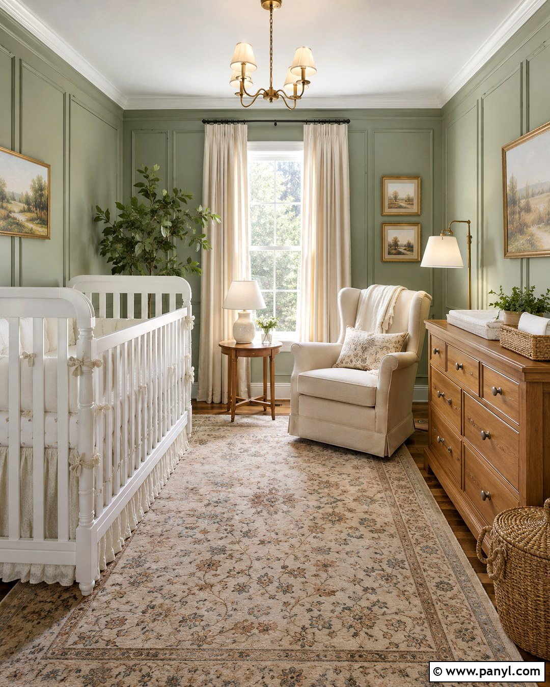 Sage Green Paneled Nursery - 20 Sage Green Wall Nursery Ideas