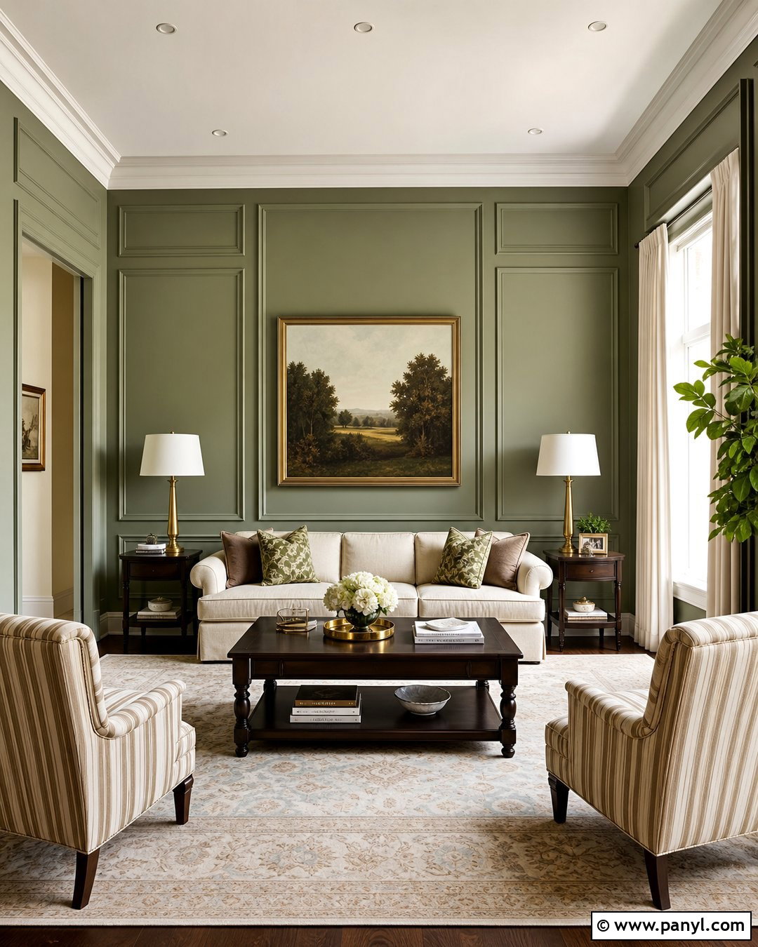 Sage Green Paneled Walls With Beige Seating - 35 sage green wall color ideas