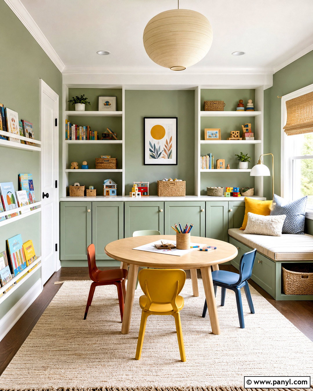 Sage Green Playroom With Colorful Storage - 20 sage green room ideas