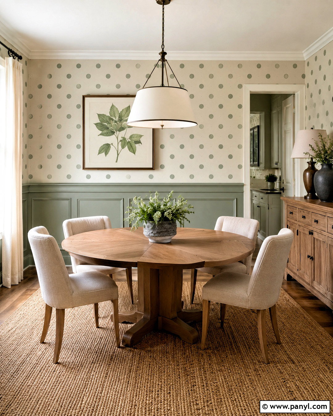 Sage Green Polka Dot Dining Room - 20 polka dot pattern design ideas
