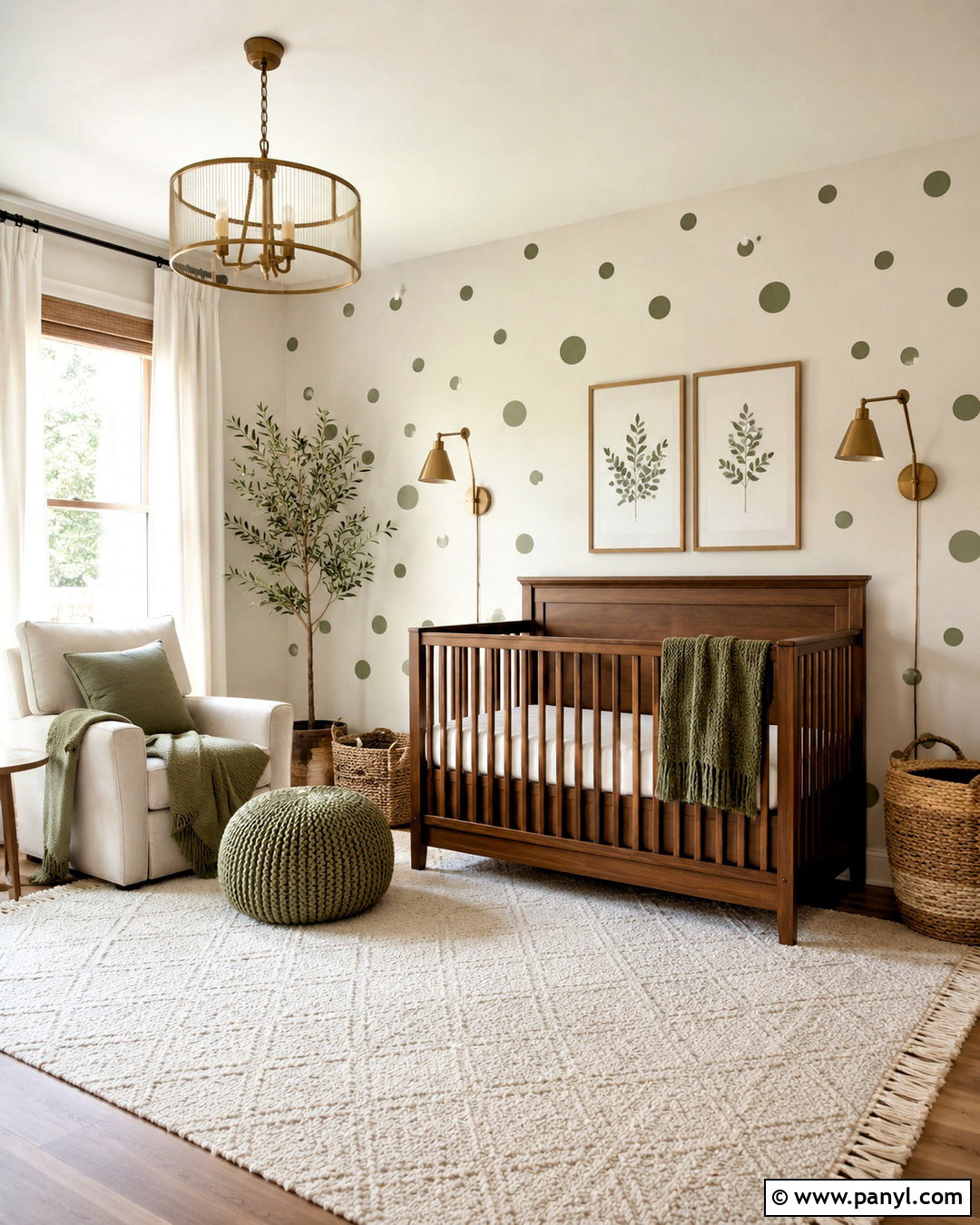Sage Green Polka Dot Nursery Wall - 40 polka dot walls