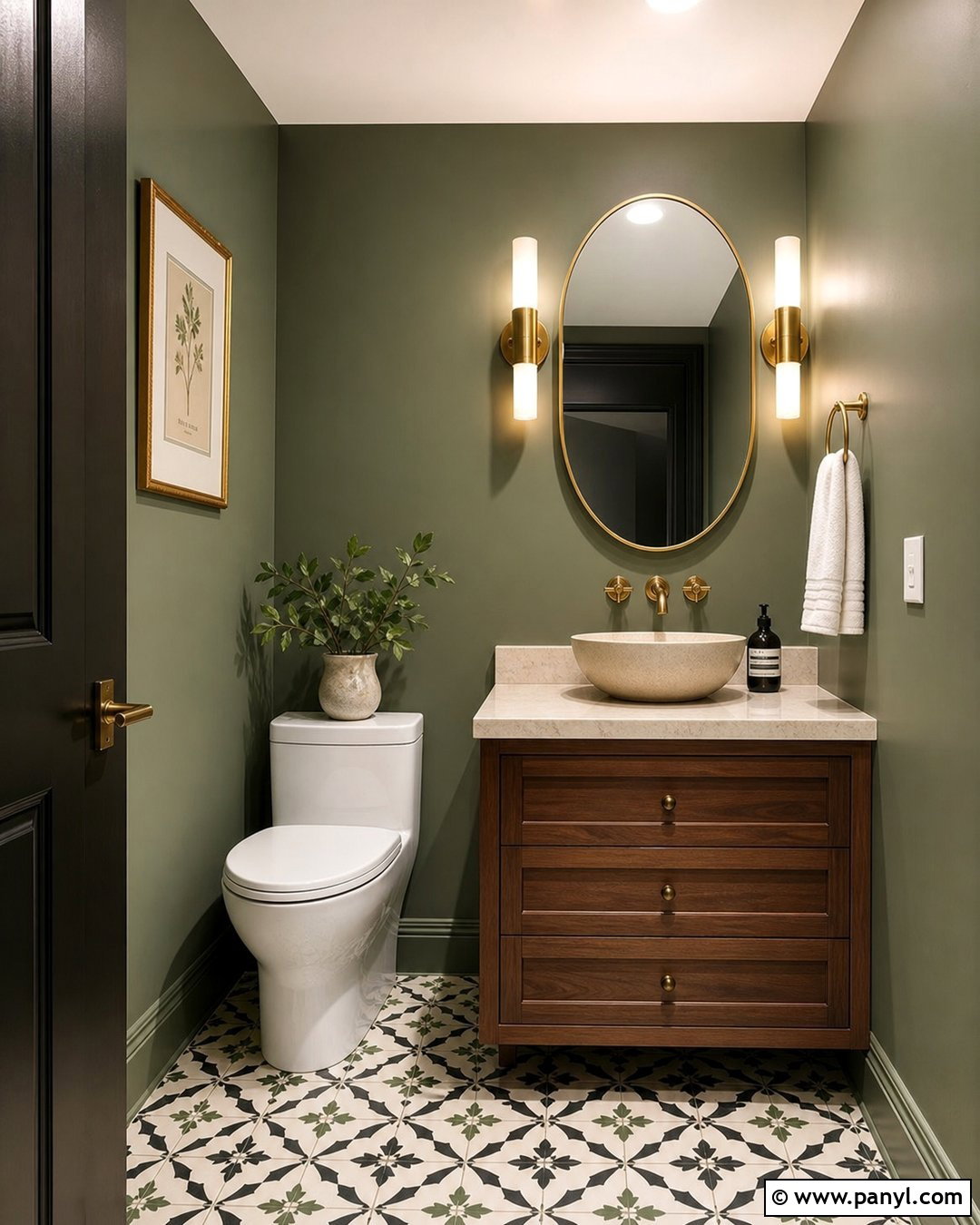 Sage Green Powder Room - 50 sage green walls