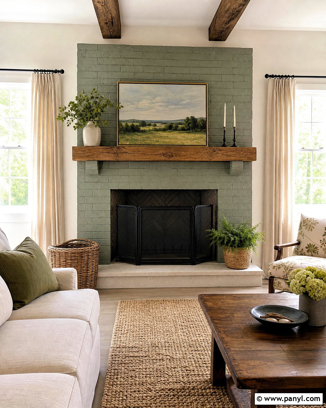 Sage Green Red Brick Fireplace Makeover - 20 red brick fireplace makeover ideas