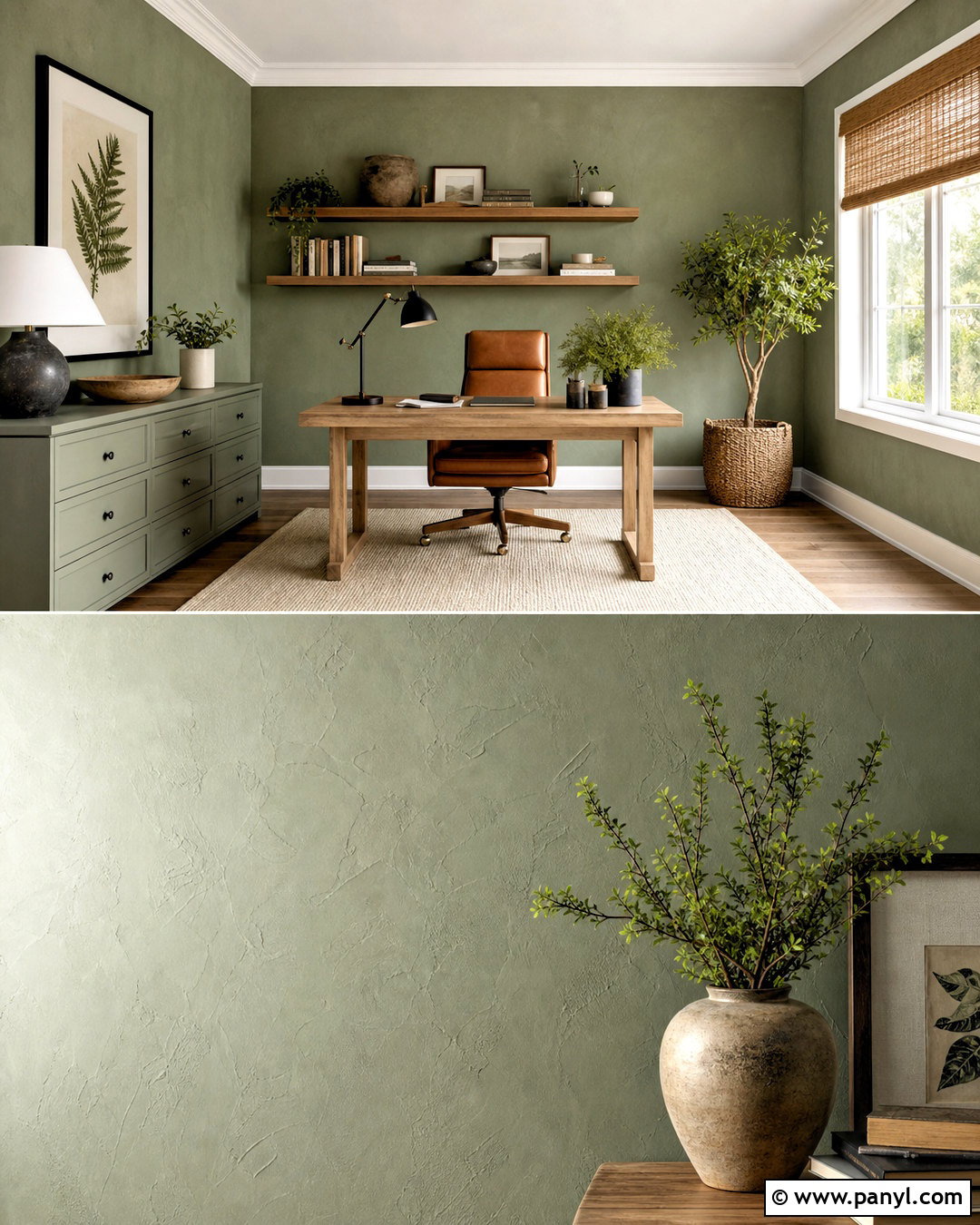 Sage Green Roman Clay Home Office - 20 roman clay walls
