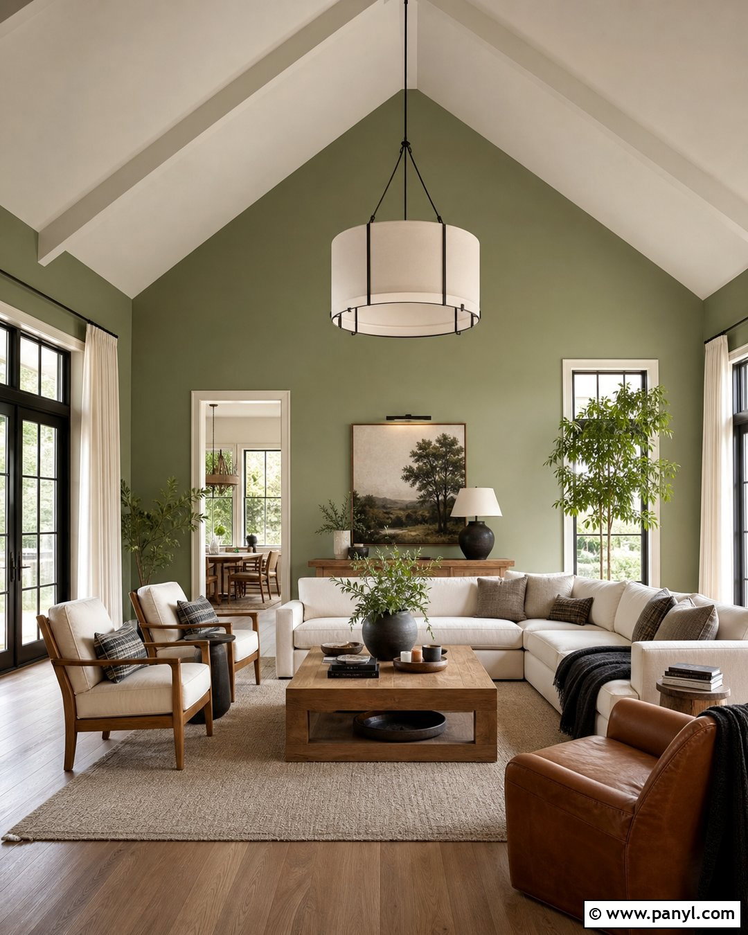 Sage Green Room With A Vaulted Ceiling - 50 sage green walls