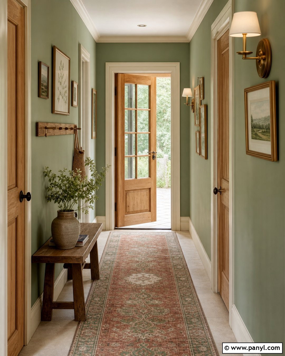 Sage Green Rustic Hallway - 20 Green Wall Rustic Style Ideas