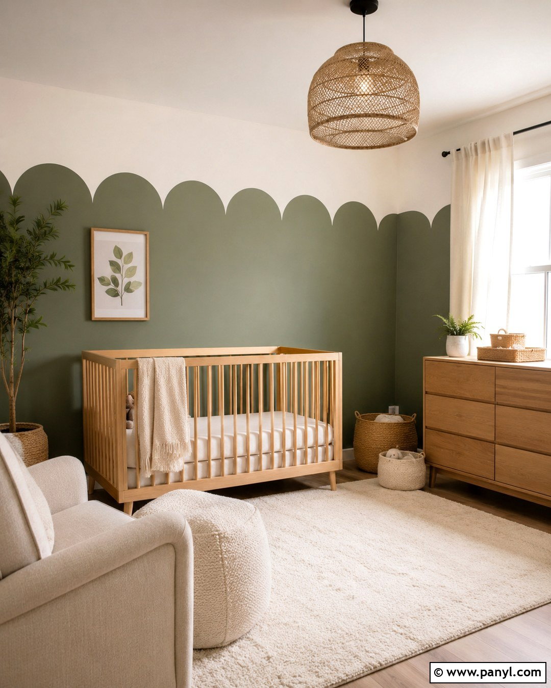 Sage Green Scalloped Nursery Wall - 20 Sage Green Statement Wall Ideas