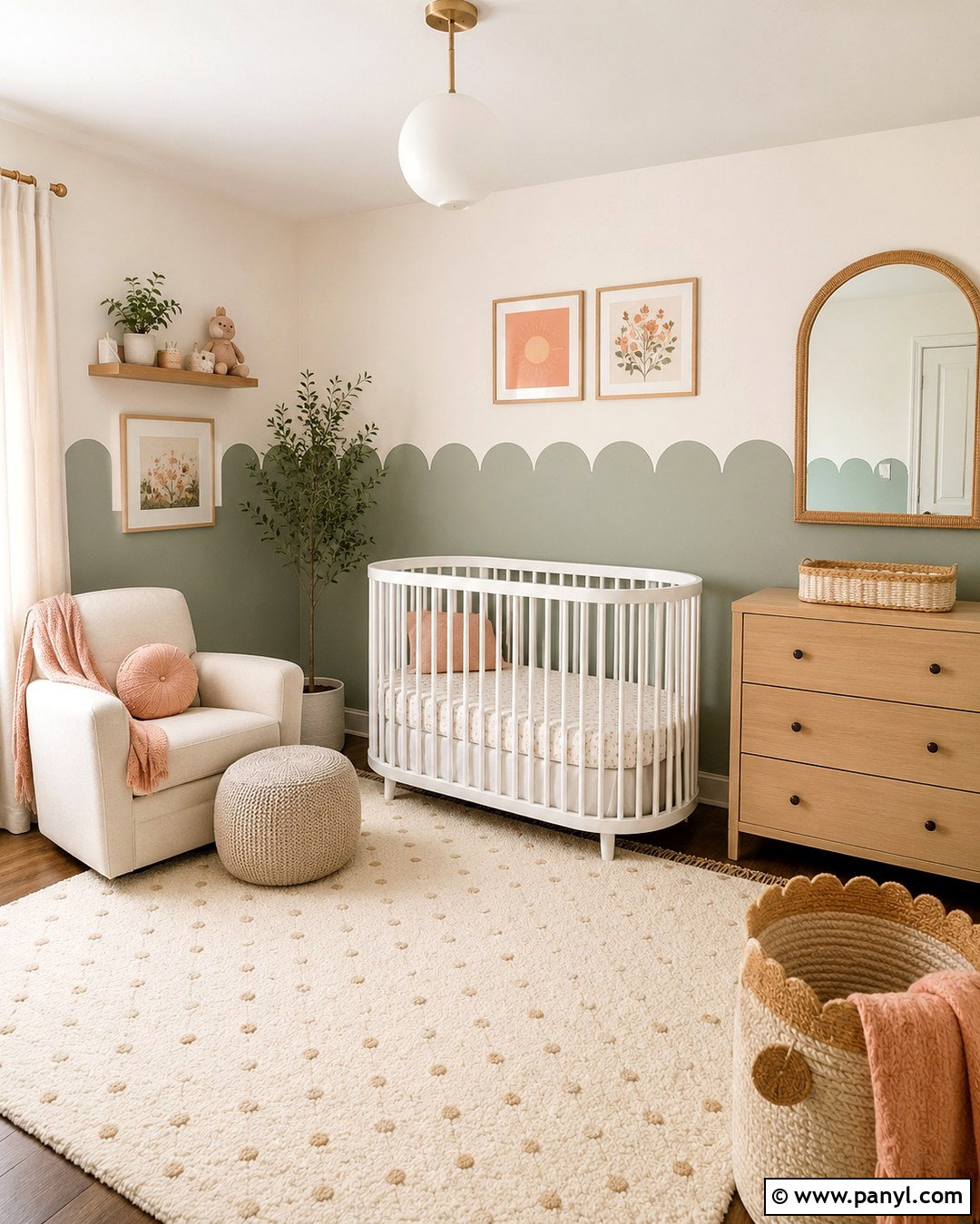 Sage Green Scalloped Wall Nursery - 20 Sage Green Wall Nursery Ideas