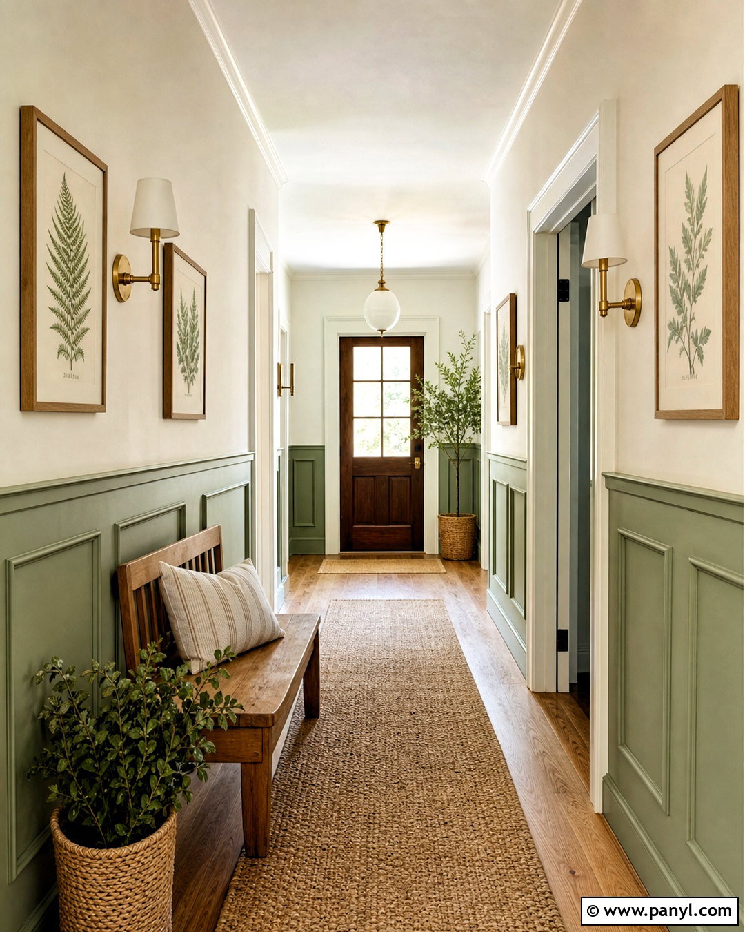 Sage Green Shaker Hallway Paneling - 20 half wall paneling ideas hallways