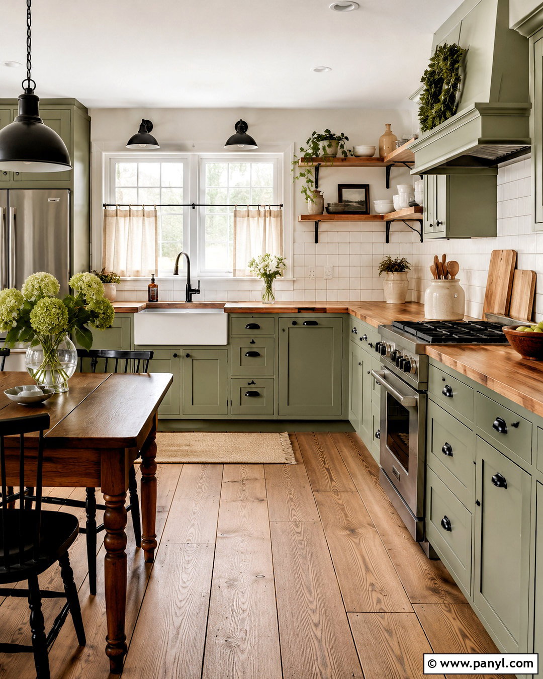 Sage Green Shaker Kitchen With Butcher Block Counters - 20 sage green and wood kitchen ideas