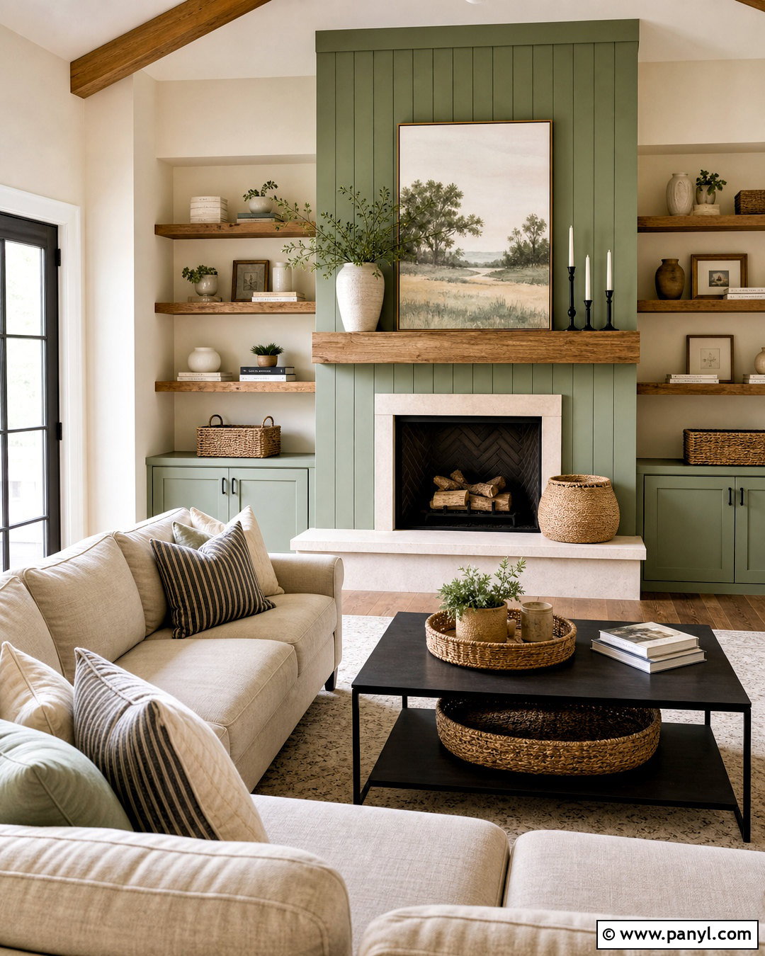 Sage Green Shiplap Fireplace - 20 sage green fireplace ideas