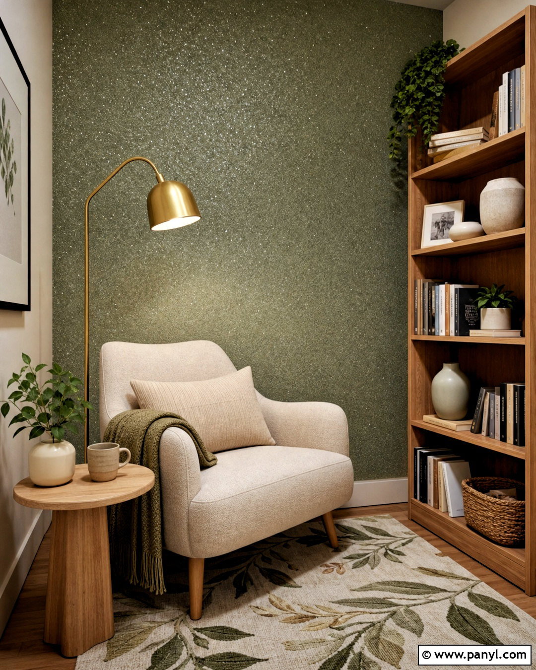 Sage Green Sparkly Wall Reading Nook - 20 sparkly walls