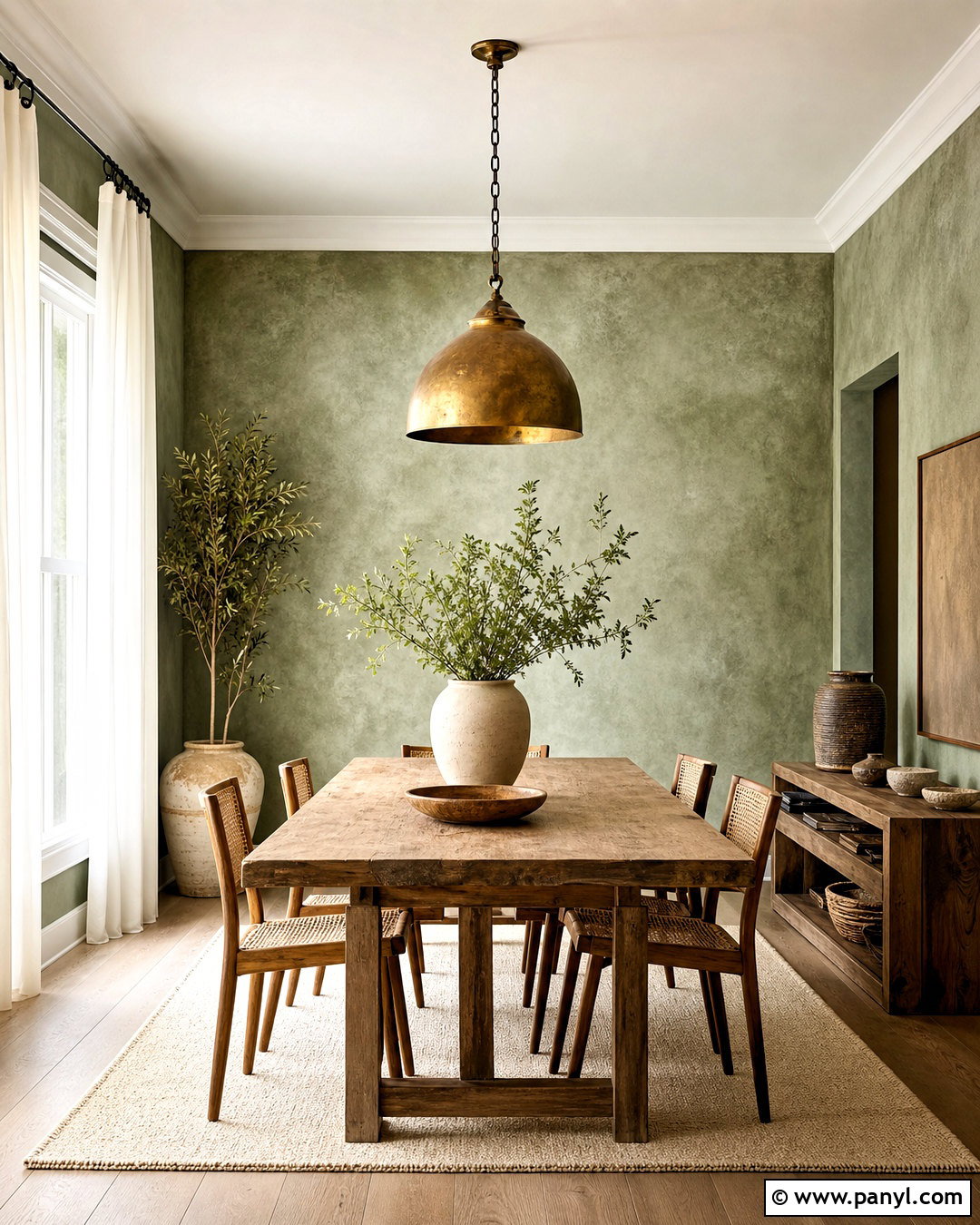 Sage Green Sponge Painted Dining Room Wall - 20 sponge painting walls