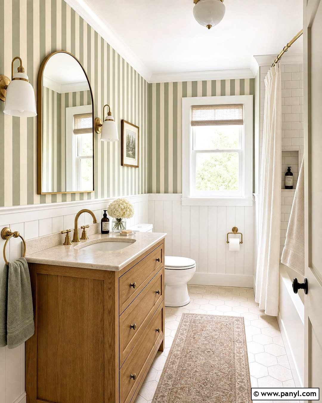 Sage Green Striped Bathroom Wallpaper - 20 striped bathroom walls