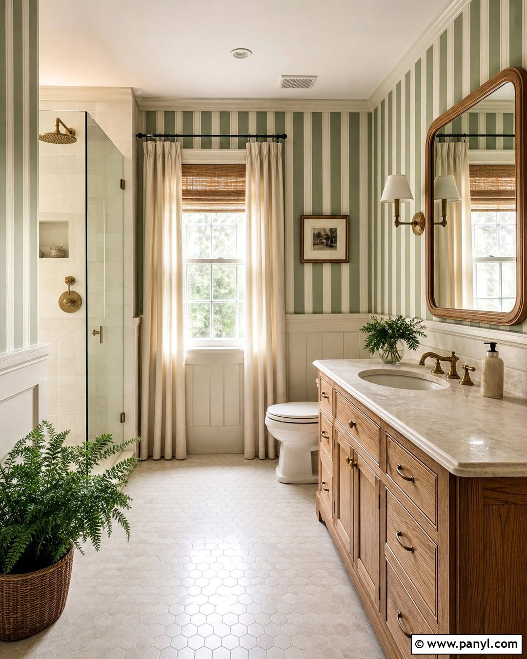 Sage Green Striped Bathroom Walls - 20 Elegant Bathroom With Striped Walls