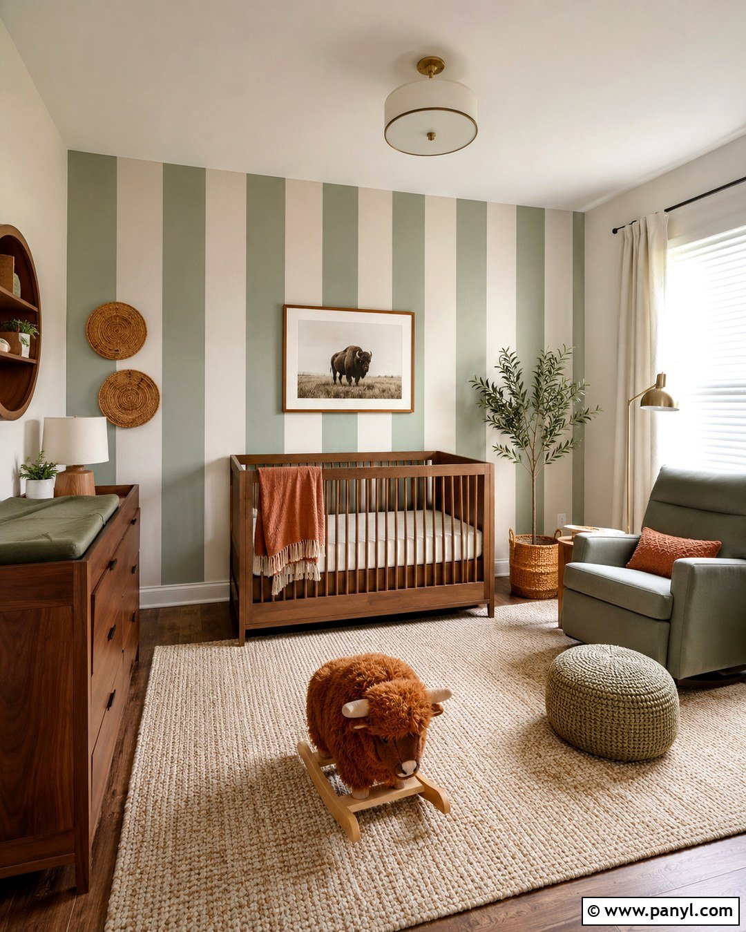 Sage Green Striped Wall Nursery - 20 Sage Green Wall Nursery Ideas
