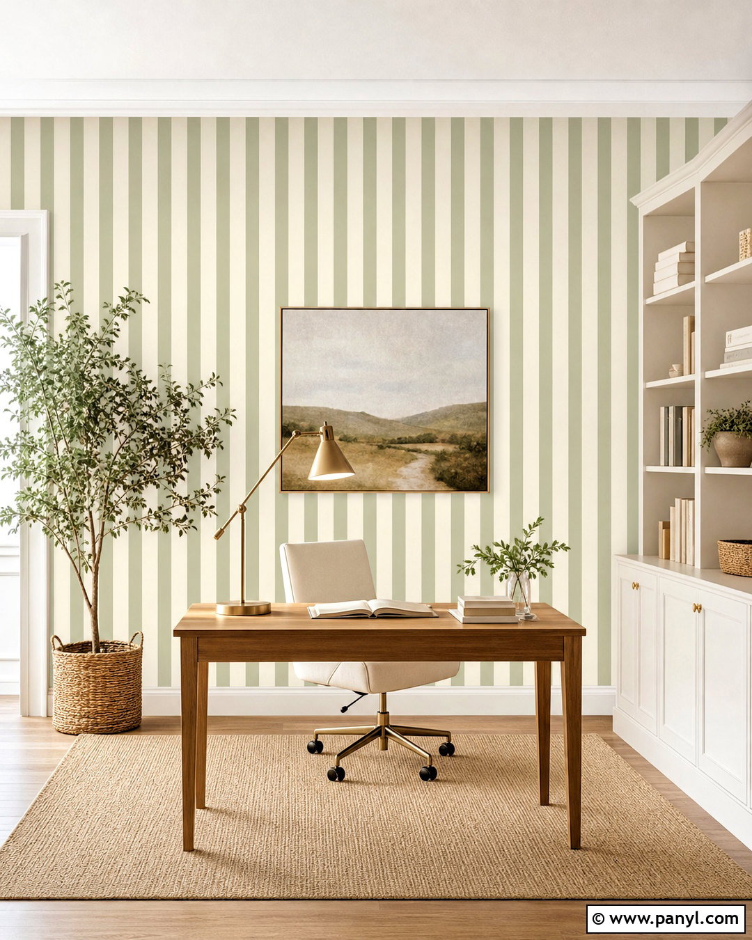 Sage Green Striped Wall - 20 diy striped wall ideas