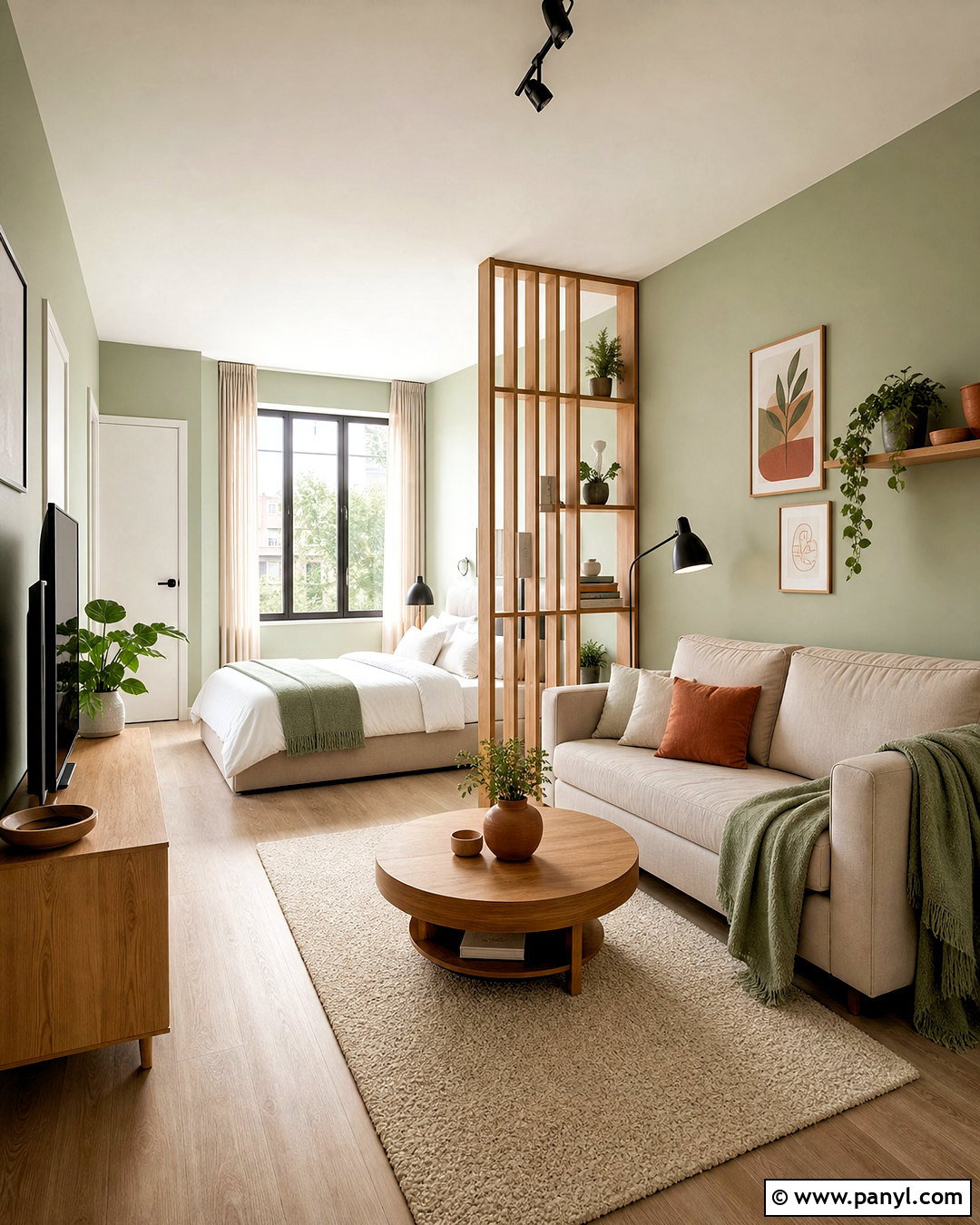 Sage Green Studio Apartment With Beige Decor - 20 sage green room ideas