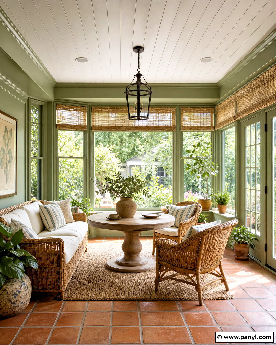 Sage Green Sunroom With Wicker Furniture - 20 sage green room ideas