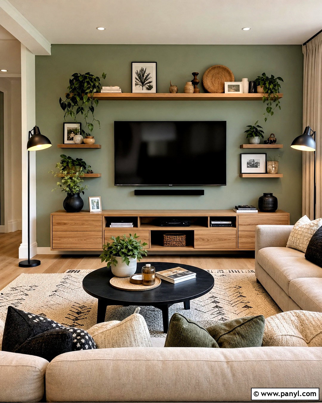 Sage Green TV Accent Wall - 20 sage green accent wall living room ideas