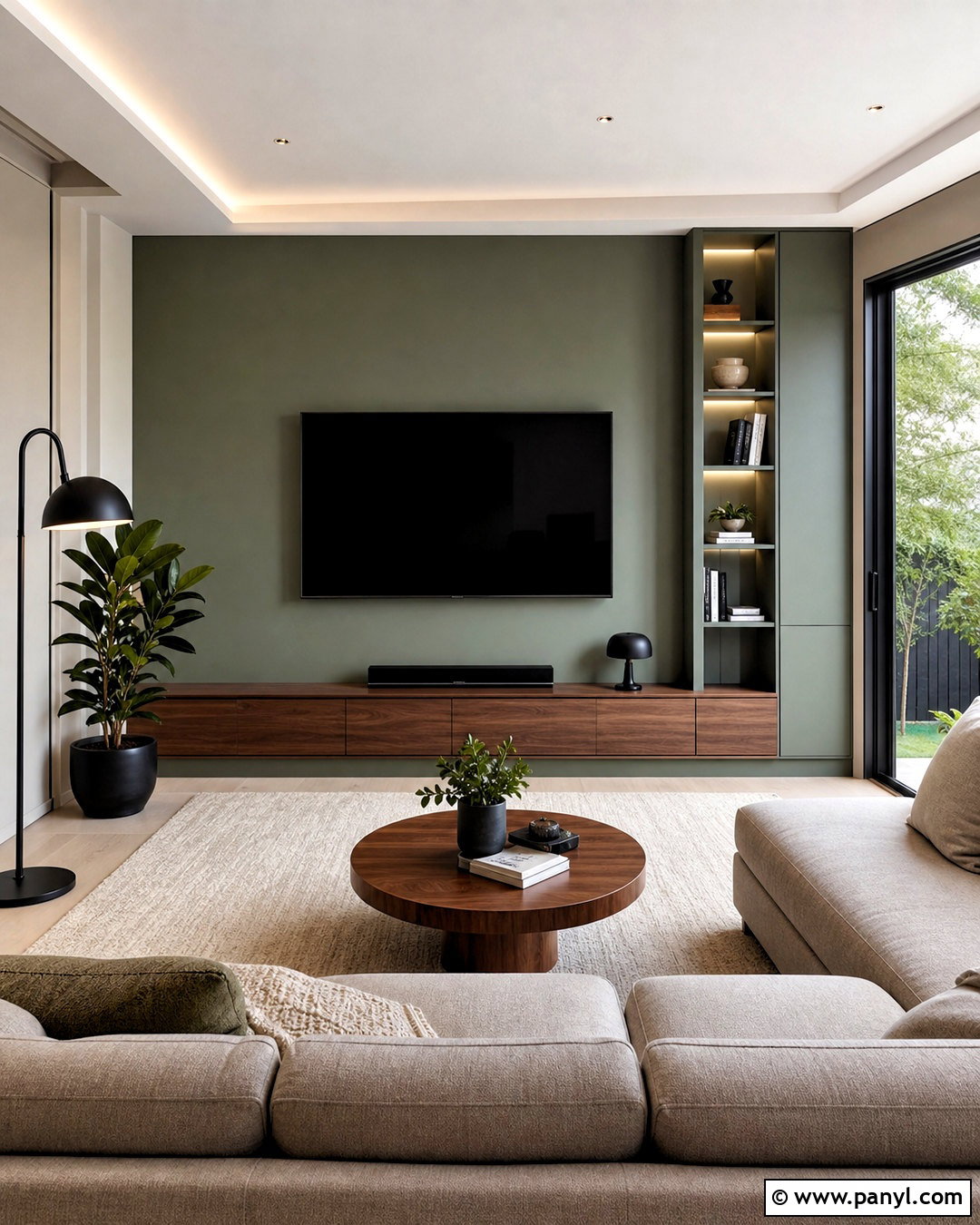 Sage Green TV Feature Wall - 20 sage green feature wall ideas