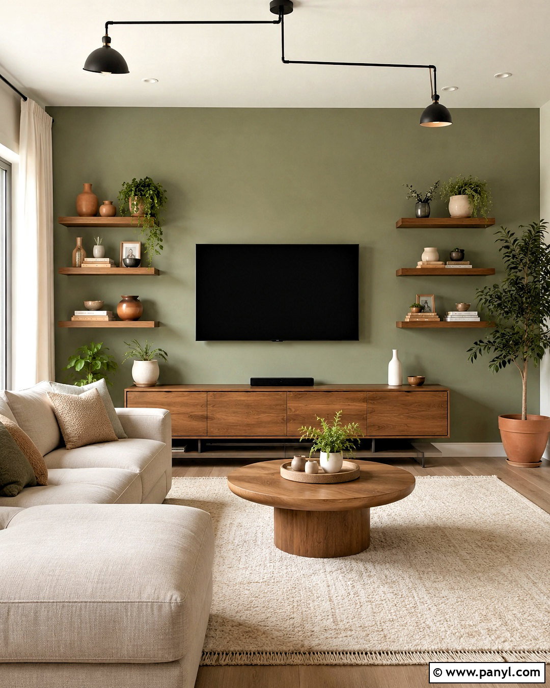 Sage Green TV Wall - 35 tv wall color ideas