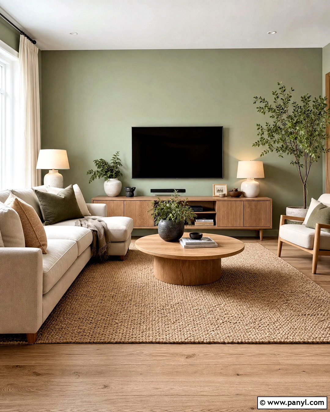 Sage Green TV Wall - 20 green tv wall ideas